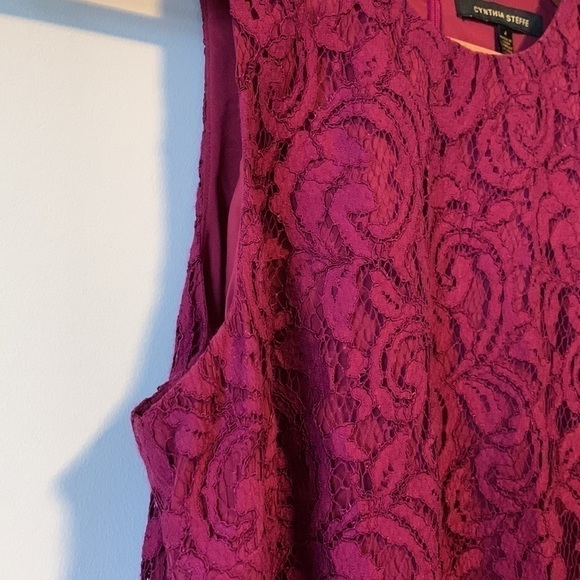 Cynthia Steffe Purple Lace Evening Cocktail Festive Dress Size 4 NWT - Picture 5 of 17